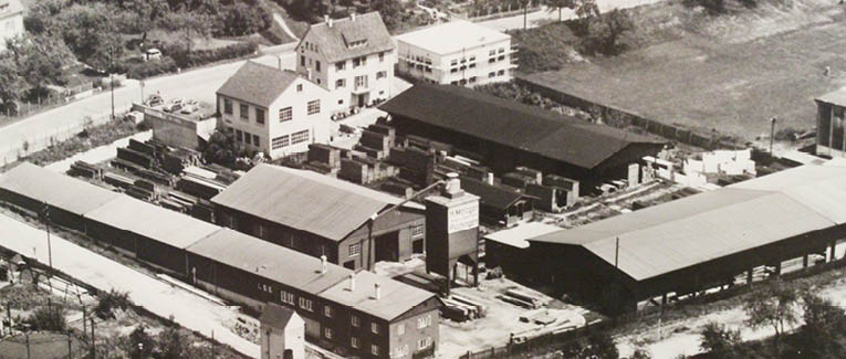 Schwarz-weiß Darstellung eines früheren Standorts von HolzLand Metzger